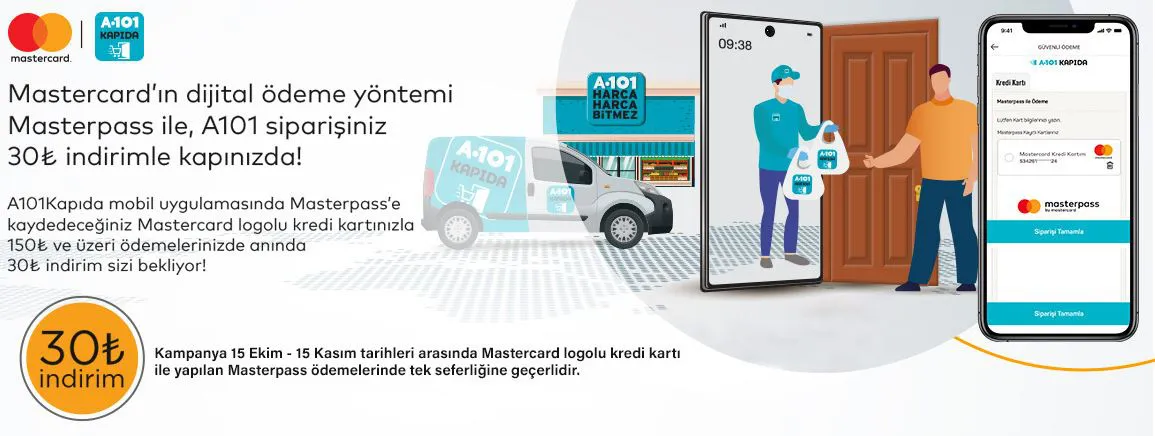 Masterpass ile A101'de 30 TL indirim fırsatı!