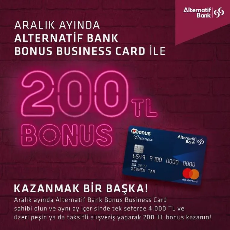 Alternatif Bank Bonus Business'tan 200TL Bonus Fırsatı!