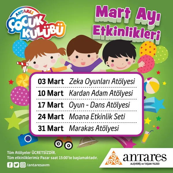 Antares Çocuk Kulübü Mart Ayı Etkinlik Programı