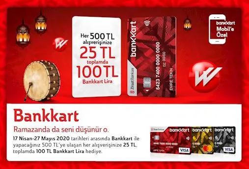 Bankkart'tan Ramzan'da 100 TL Bankkart Lira Fırsatı!