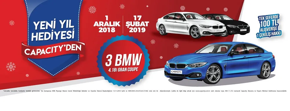 Capacity’den 3 BMW 4.18i Grand Coupe Çekiliş Kampanyası!