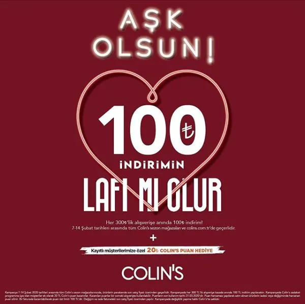 Colin's Aşk Olsun! 100 TL indirimin lafı mı olur!