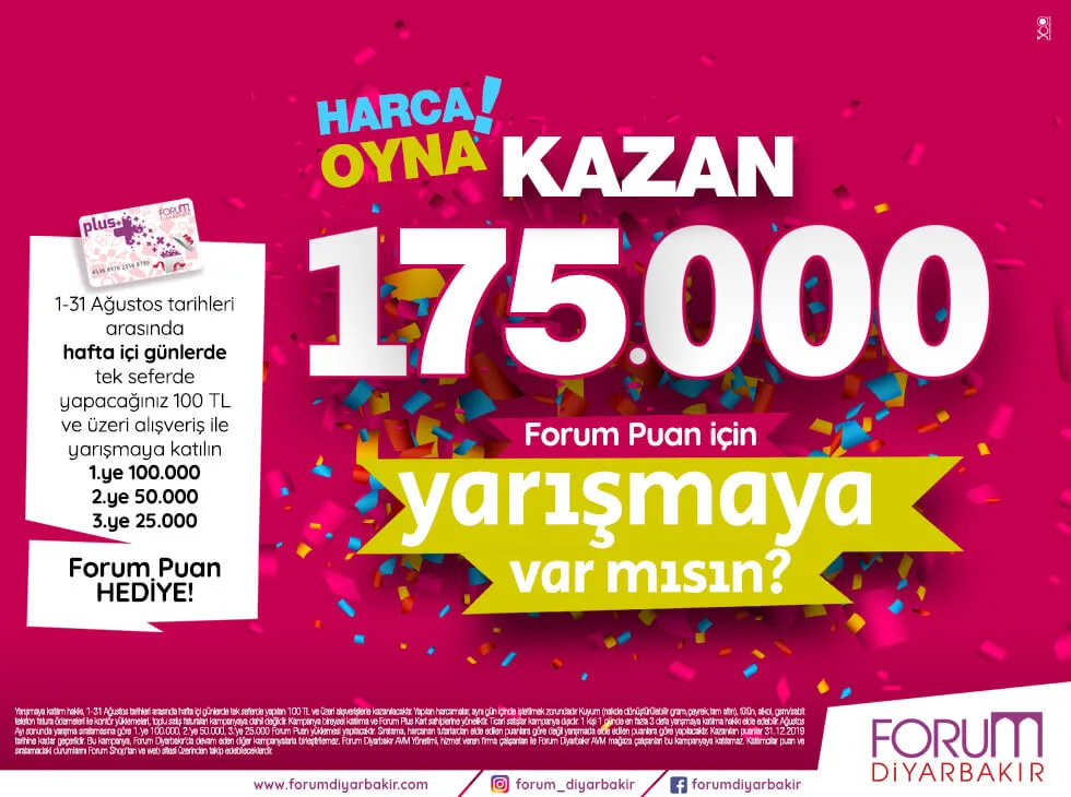 Forum Diyarbakır 175.000 TL Ödüllü Harca Oyna Kazan Kampanyası!