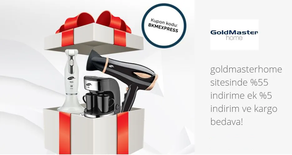 goldmasterhome sitesinde BKM Express ile ek %5 indirim ve kargo bedava!