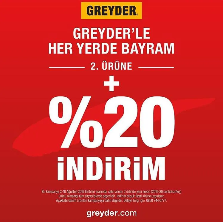 Greyder'de 2. Ürüne  ek %20 indirim fırsatı! 