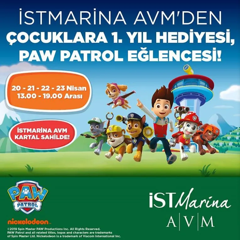 İstMarina AVM'den Çocuklara 1. Yıl Hediyesi, Paw Patrol Eğlencesi!