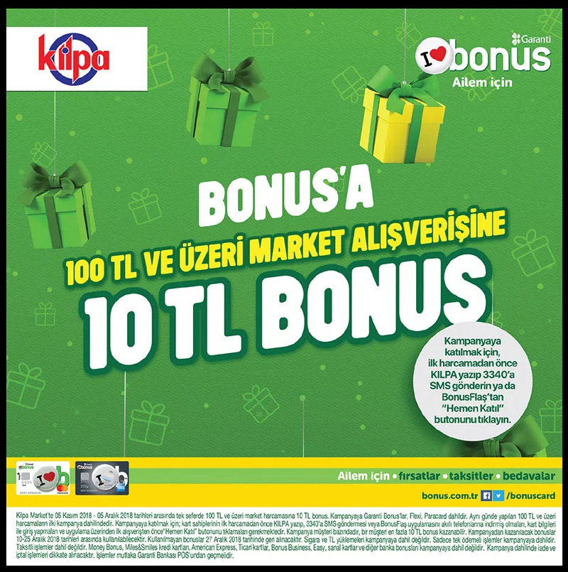 Kilpa Market’te 10 TL bonus!