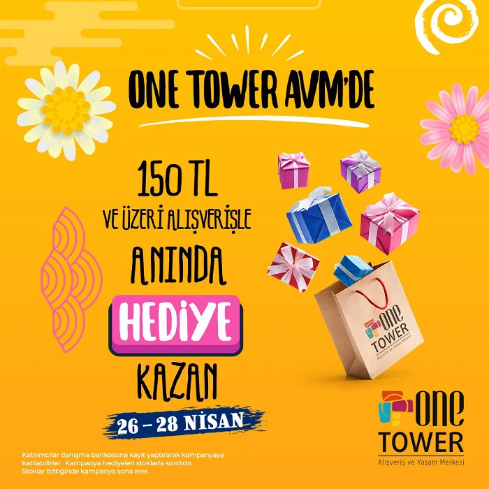 One Tower AVM’de 150 TL ve Üzeri Alışverişle Anında Hediye Kazan!