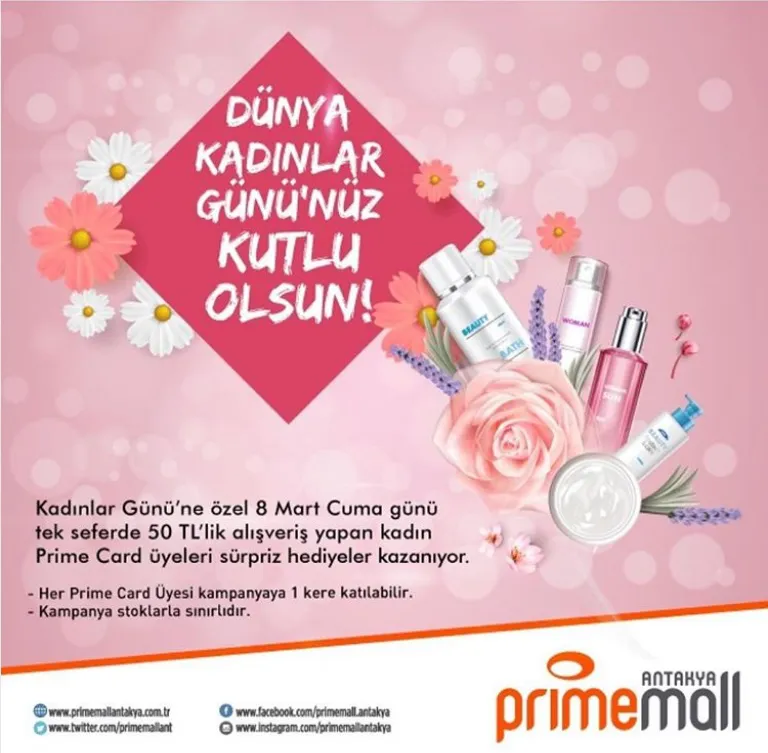 Primemall Antakya'da Kadınlar Günü'ne özel hediyeler sizi bekliyor.