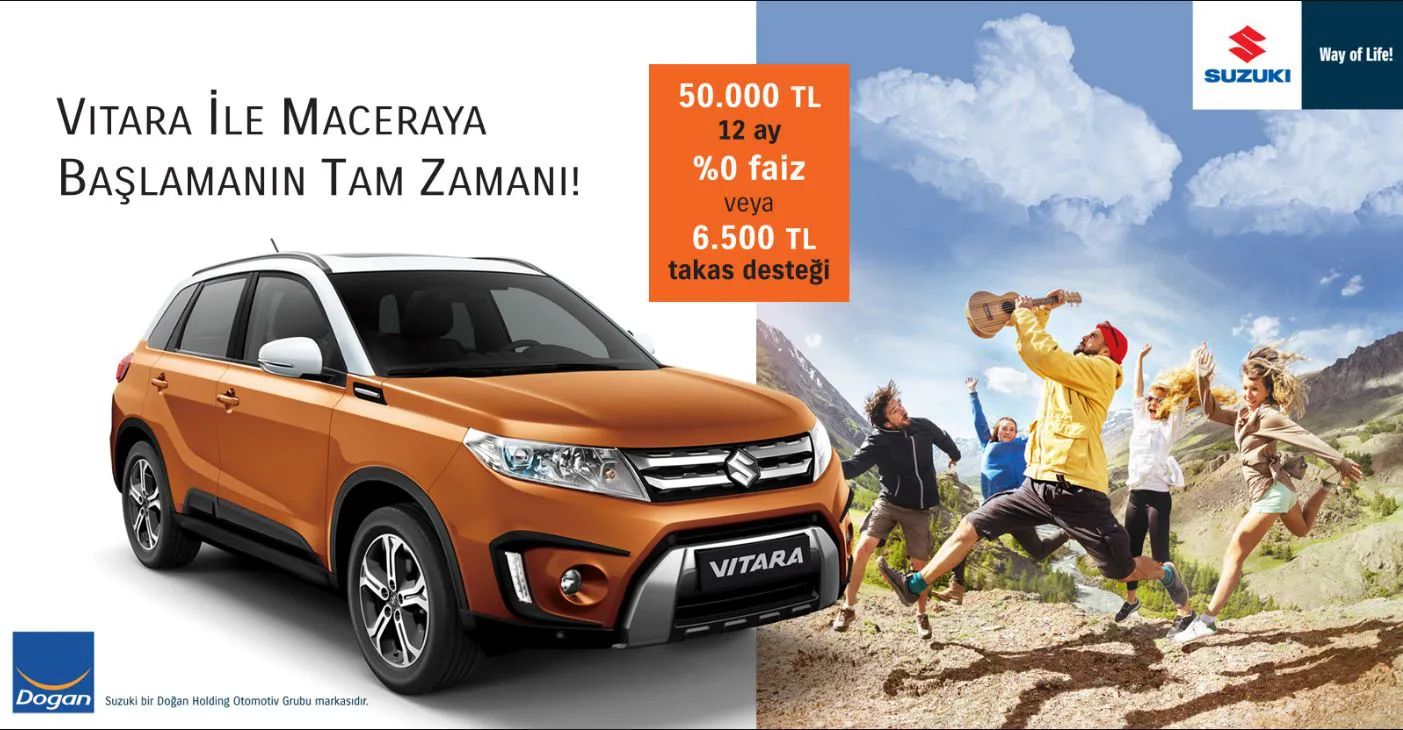 Suzuki Vitara 50.000 TL 12 ay %0 Faiz Fırsatıyla!